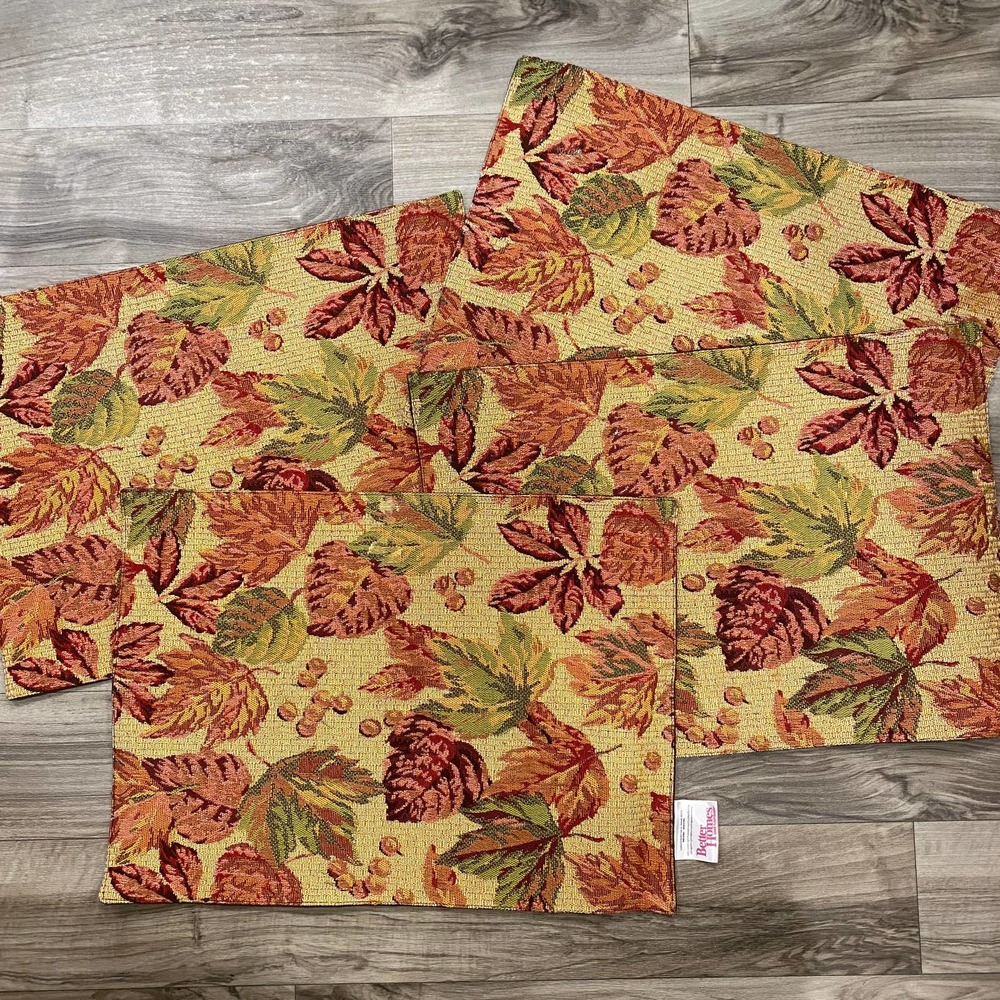 Set of‎ 4 Autumn Inspired Tapestry Weave Cotton/Polyester Placemats 19”x13-3/4”